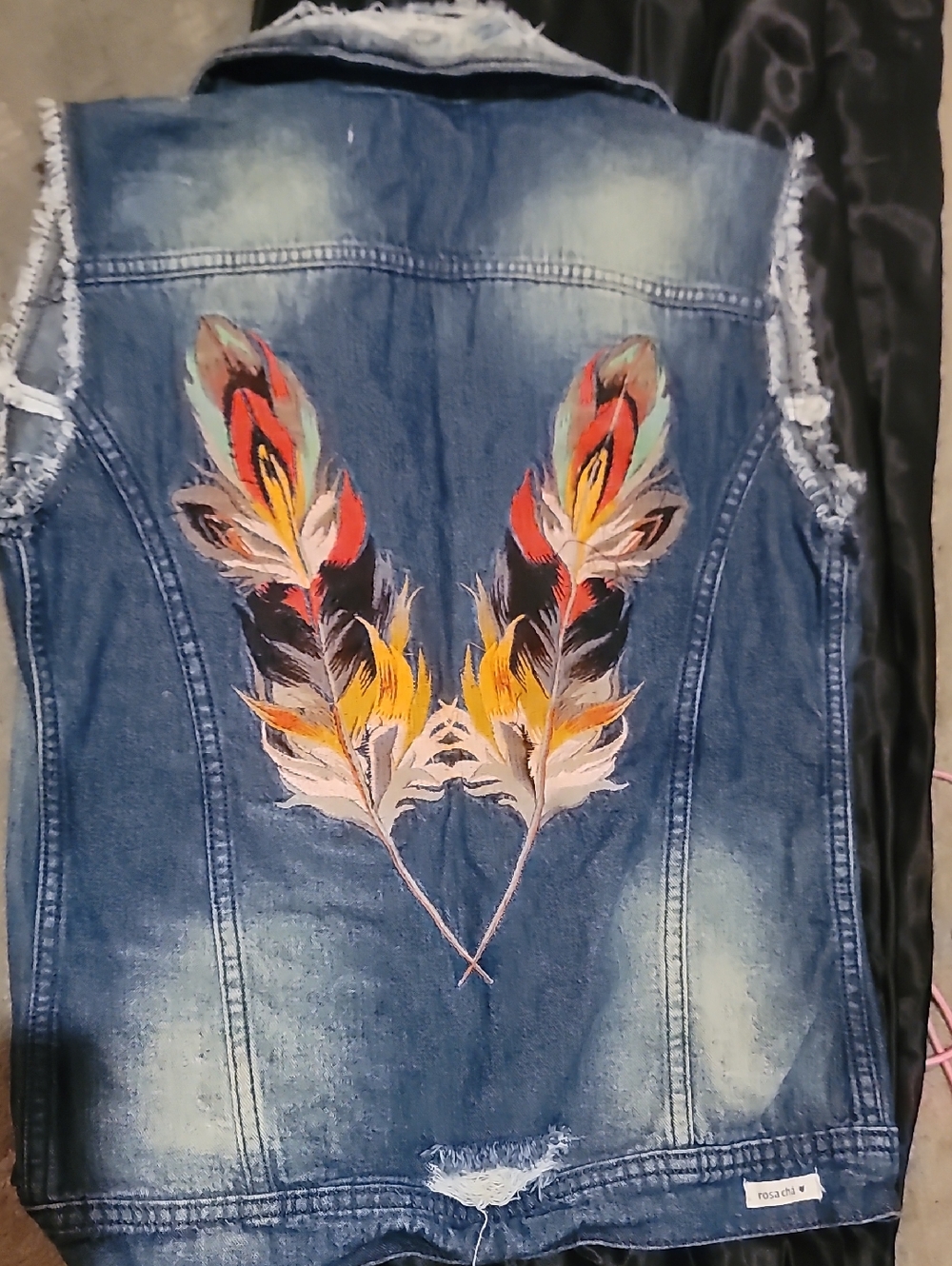 ROSA CHÀ Embroidered Denim Vest